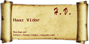 Haaz Vidor névjegykártya